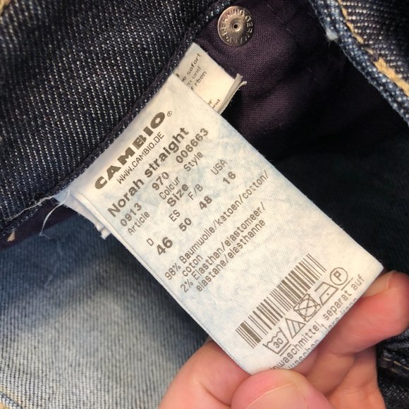 Cambio Jeans Women's 16 Blue Dark Norah Straight Zip Denim Casual Style 006663 - Picture 11 of 15